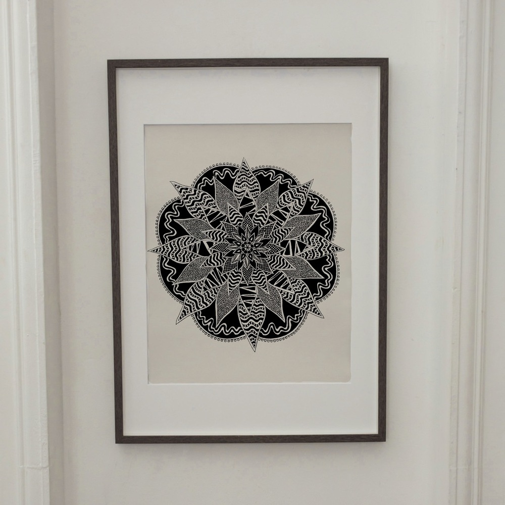 Zentangle art mandala original drawing